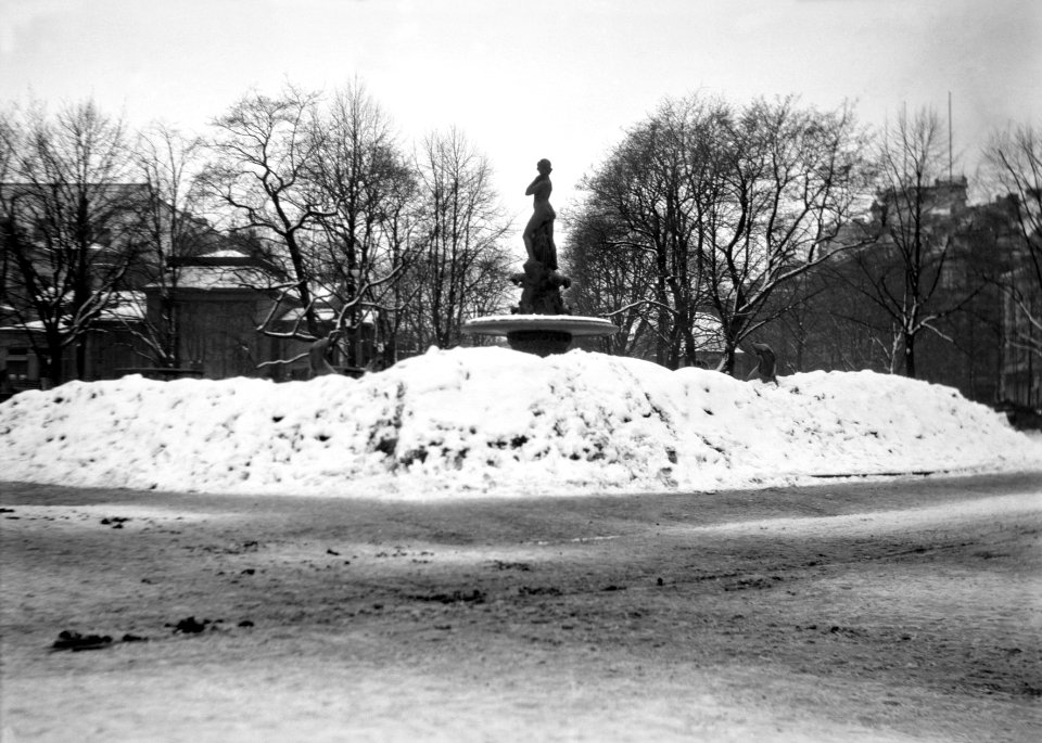 Havis Amanda lumikinoksien ympäröimänä - N1856 (hkm.HKMS000005-0000017o)