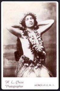 Hawaiian hula girl, photograph by Henry L. Chase, c. 1880s