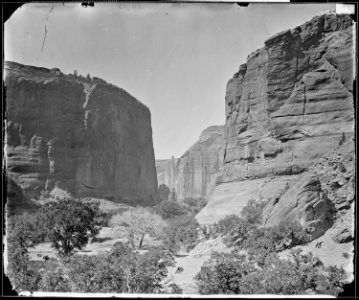 HEAD OF CANYON DE CHELLE, LOOKING DOWN WALLS 1200 FEET IN HEIGHT, ARIZONA - NARA - 524271