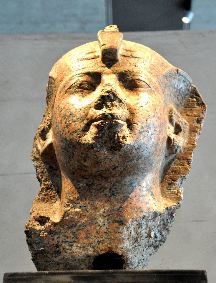 Head of Hatshepsut wearing the royal headdress. 18th Dynasty, c. 1460 BC. State Museum of Egyptian Art, Munich