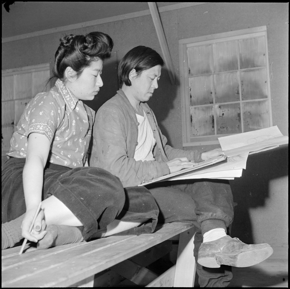 Heart Mountain Relocation Center, Heart Mountain, Wyoming. Benji Okuda, well known artist of Japane . . . - NARA - 539159