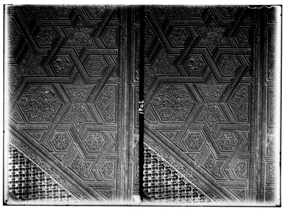 Hebron and surroundings. Machpelah. Details of Fatimite pulpit. Carving in cedar wood LOC matpc.02628