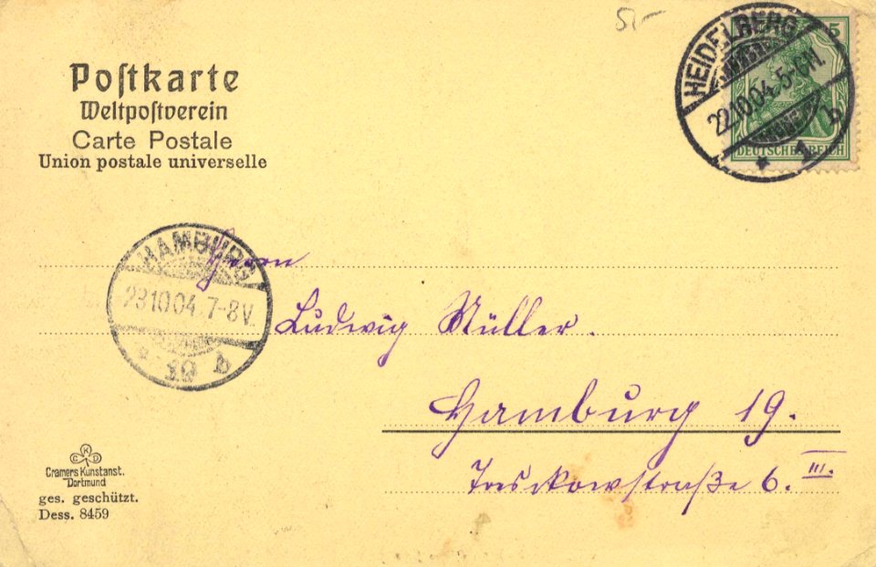 Heidelberg, Baden-Württemberg - Schloss; Der Dicke Turm (back) (Zeno Ansichtskarten)