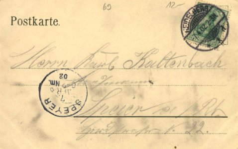 Heidelberg, Baden-Württemberg - Stadtansicht mit Schloss (back) (Zeno Ansichtskarten)