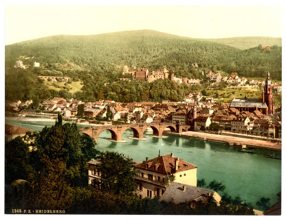 Heidelberg, seen from the Philosophenweg, Baden, Germany-LCCN2002713582
