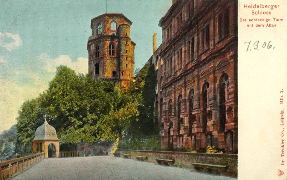 Heidelberg, Baden-Württemberg - Der achteckige Turm mit dem Altan (Zeno Ansichtskarten)