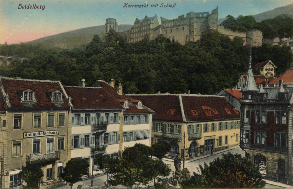 Heidelberg, Baden-Württemberg - Kornmarkt mit Schloss (Zeno Ansichtskarten)