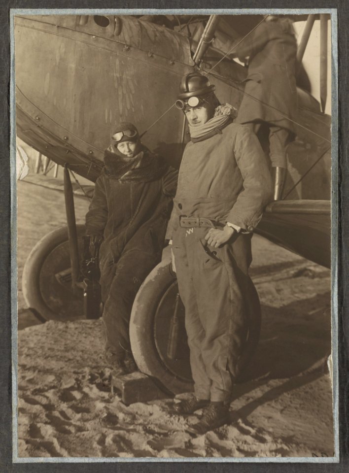 Helen Johns Kirtland and Lucian Swift Kirtland standing next to an airplane in Berlin, Germany LCCN2012646248