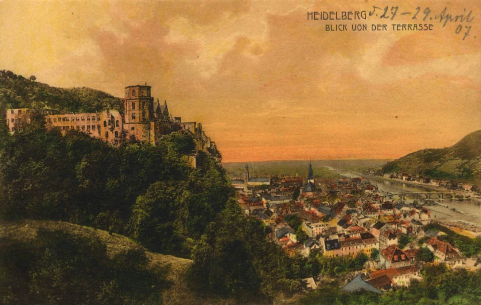 Heidelberg, Baden-Württemberg - Blick von der Schlossterrasse (Zeno Ansichtskarten)