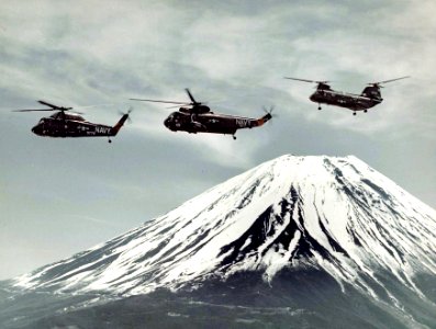 Helicopter Combat Support Squadron 7 (USN) helicopters in flight c1970