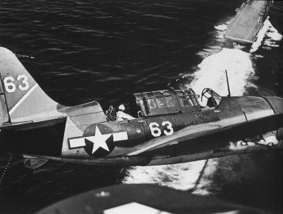 Helldiver SB2C-1C on approach Yorktown CV10