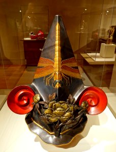 Helmet with dragonfly, Japan, 1800s AD, fabric, lacquer, brass, beetle wings - Peabody Essex Museum - DSC07569 photo