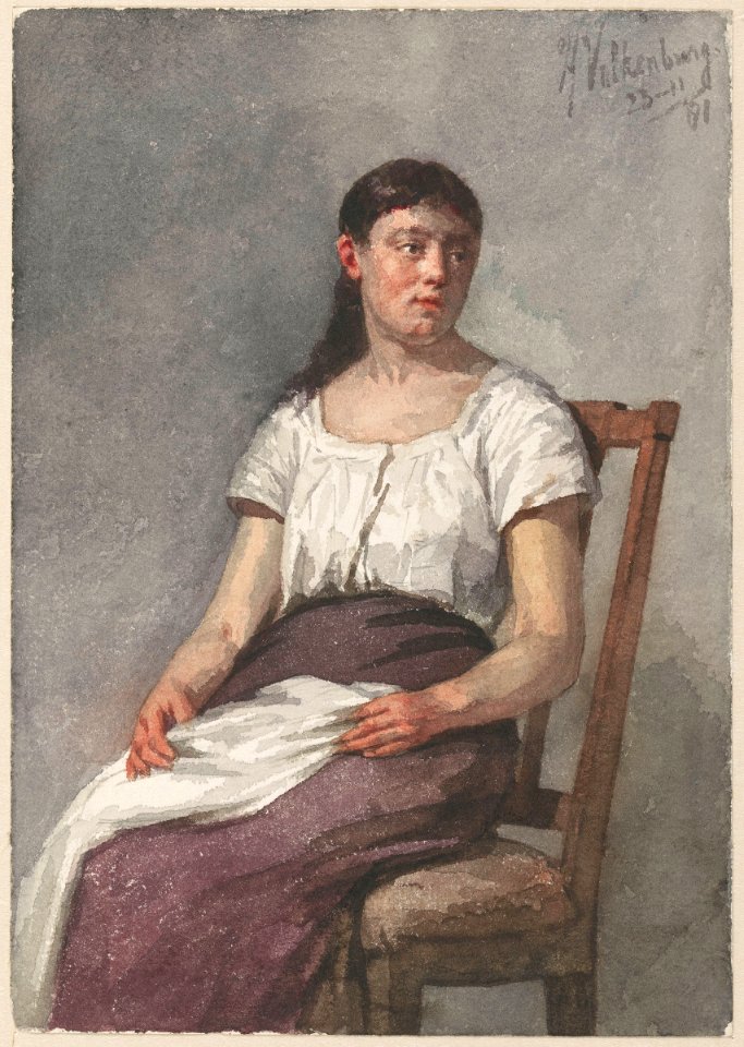 Hendrik Valkenburg - Zittend meisje (1881)