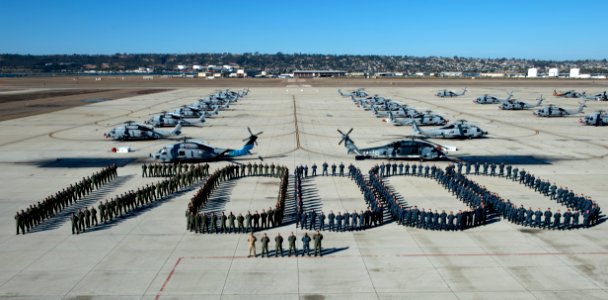 Helicopter squadron performs spell out (8367036837)