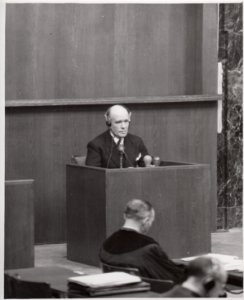 Henri C. Pieck on the witness stand during the Doctors' Trial photo