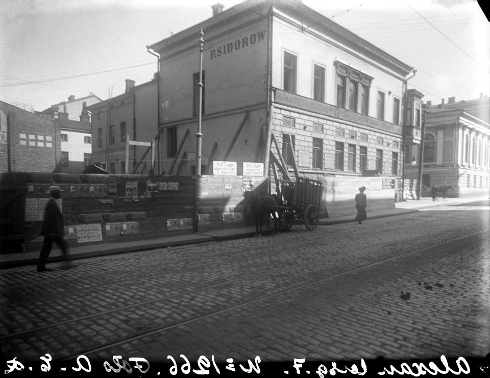 Helsinki 1909, Fabianinkatu 18. Aleksanterinkatu 7, 7a, 7b. - N1266 - hkm.HKMS000005-km0000miyj