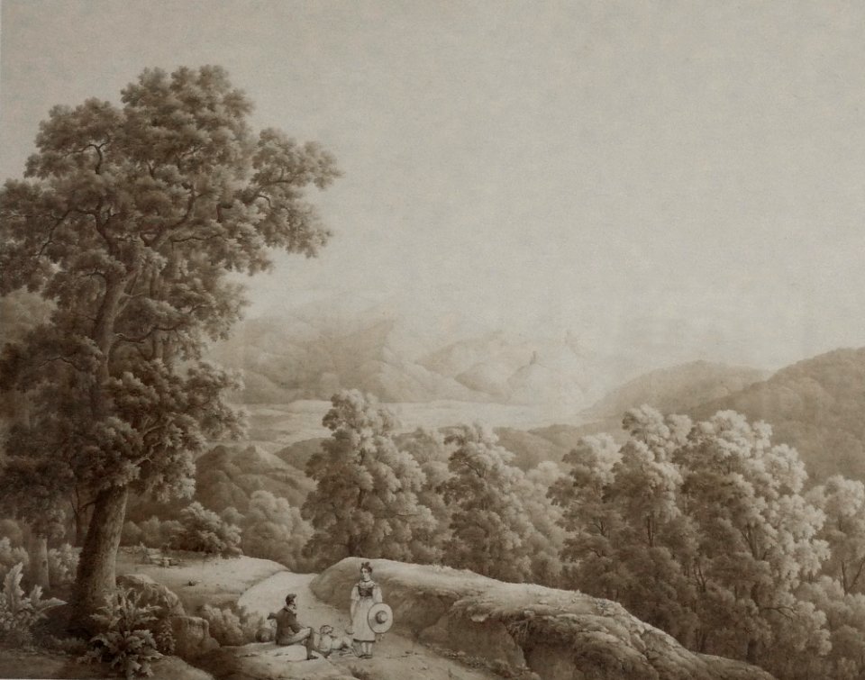 Henri Boug d'Orschwiller-Paysage des Vosges avec ruines