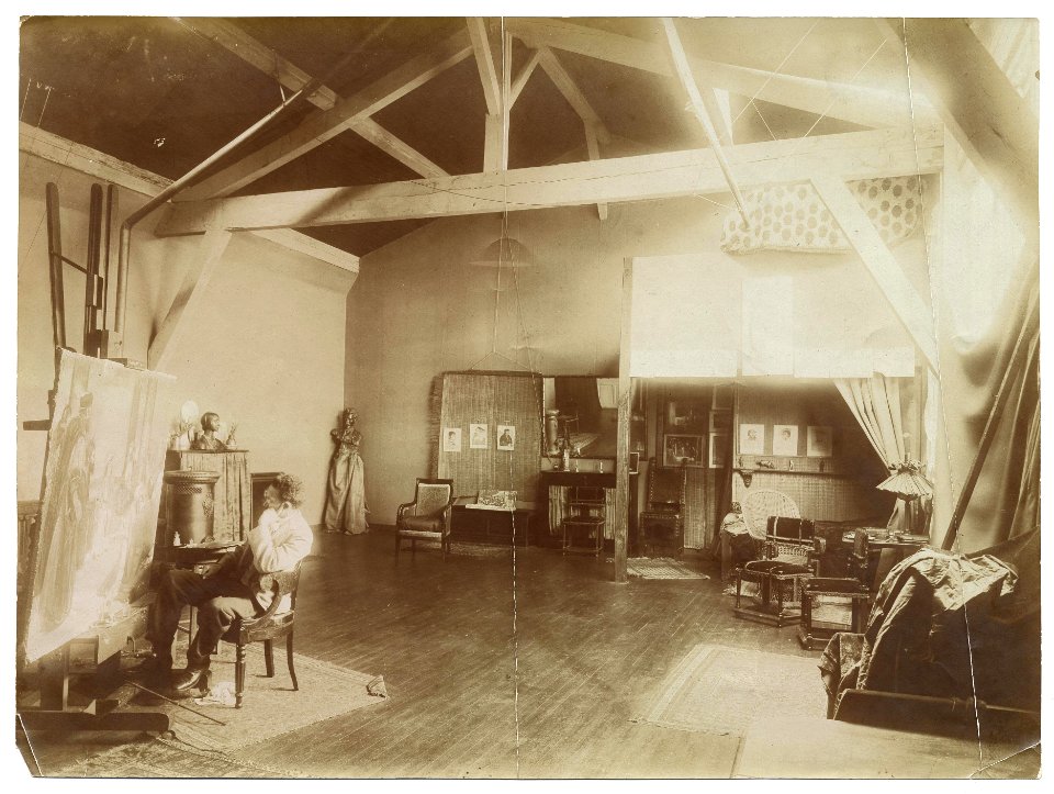 Henry Ossawa Tanner in his studio