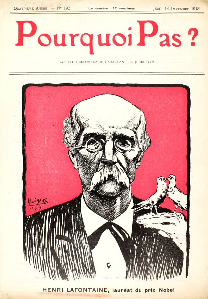 Henri La Fontaine reçoit le prix Nobel de la paix