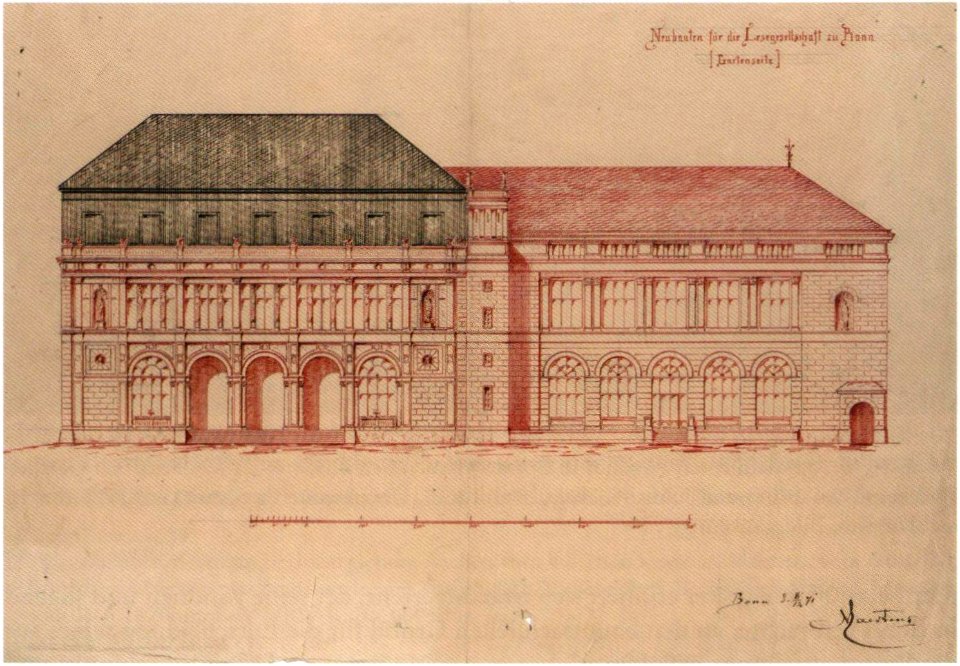 Hermann Eduard Maertens Entwurfsskizze Lese- und Erholungsgesellschaft Bonn 1871