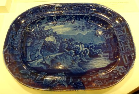 Hermitage en Dauphine platter, Enoch Wood & Sons, England, c. 1818, porcelain with blue and white transfer - Krannert Art Museum, UIUC - DSC06582 photo