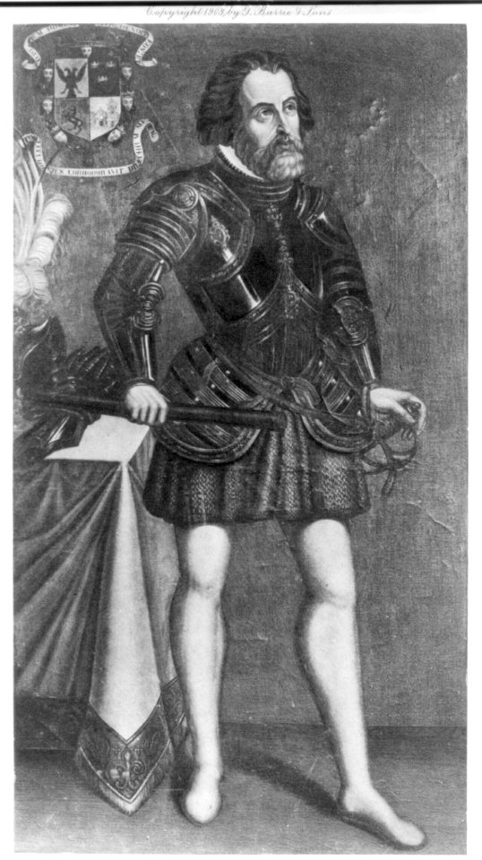 Hernando Cortes, 1485-1547, full-length portrait, standing, facing right LCCN2005688198