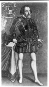Hernando Cortes, 1485-1547, full-length portrait, standing, facing right LCCN2005688198