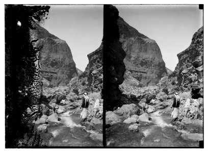 Herod's hot baths of Callirhoe. Wady Zerka Main. The hot stream in the bottom of the gorge LOC matpc.07598