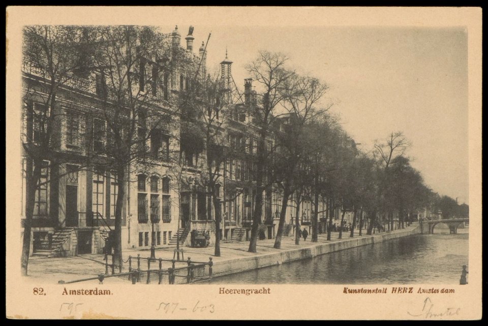 Herengracht 595-597 en hoger. Uitgave Kunstanstalt Herz, Amsterdam, Afb PBKD00254000004