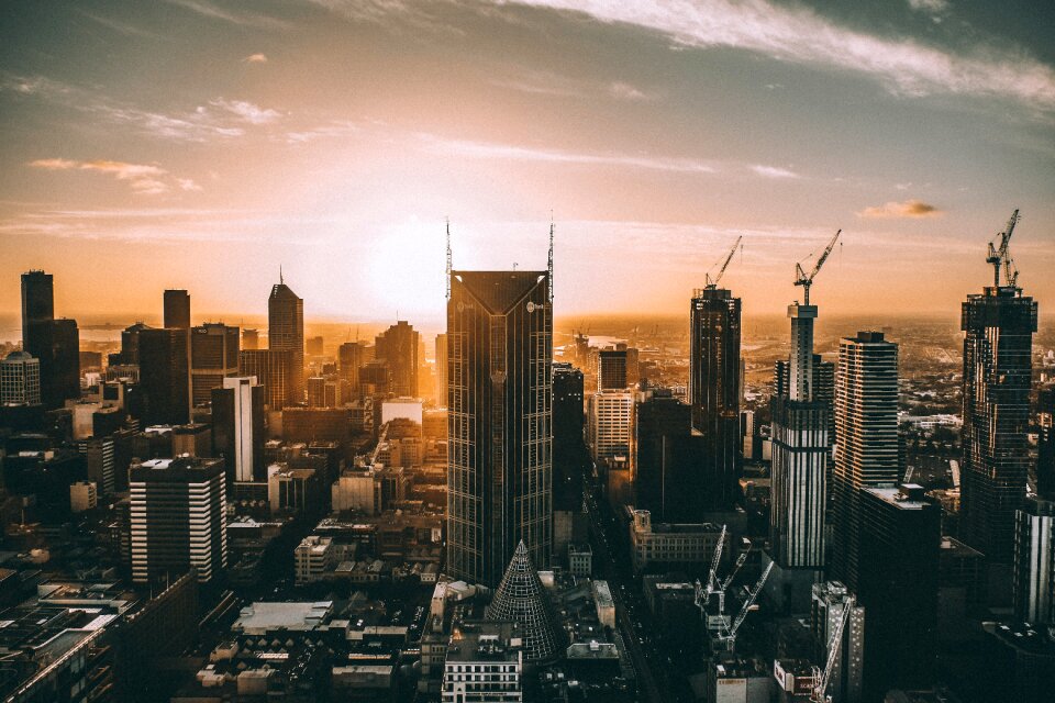 City city sunset horizon