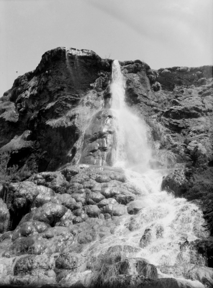 Herod's hot baths of Callirrhoe. Wady Zerka Main. The falls of boiling water cooled sufficiently by the descent to bathe in LOC matpc.15291