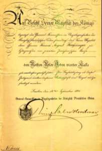 Heußinger,August Rother Adler Orden