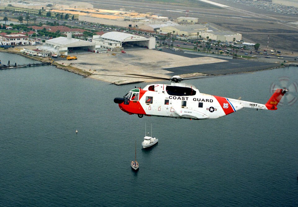 HH-3F Pelican over CGAS San Diego 1981