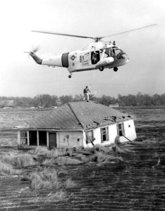 HH-52A rescues man from house Louisiana 1965