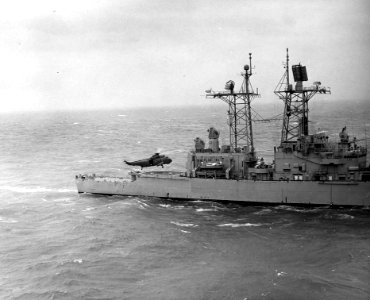 HH-3A HC-7 landing on USS Truxtun (DLGN-35) off Vietnam c1970