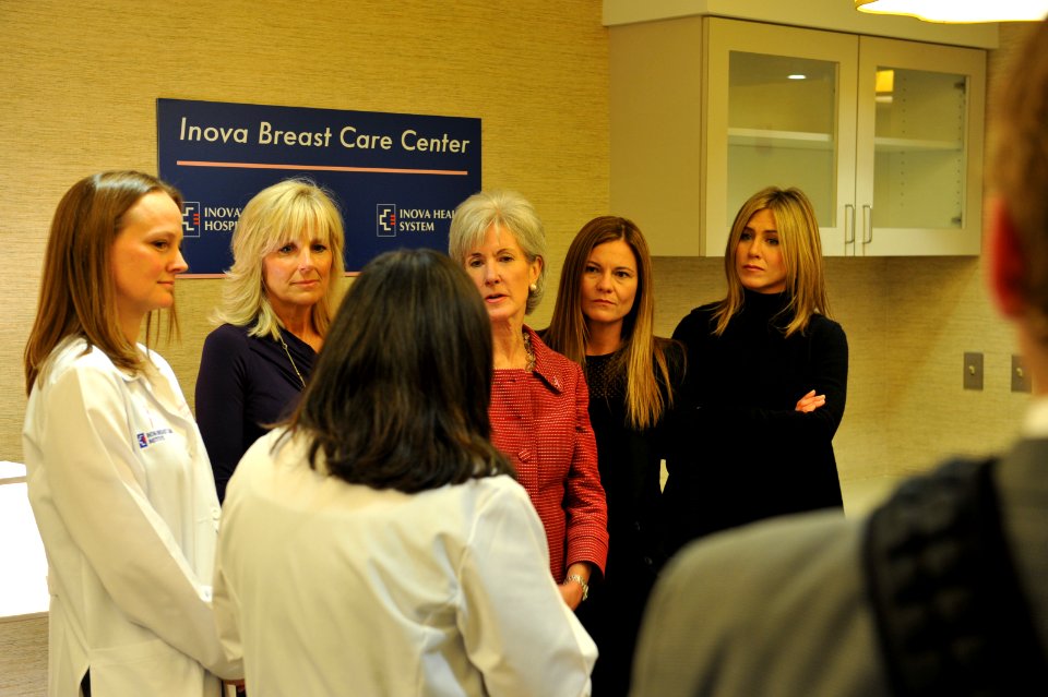 HHS Secretary Sebelius and Second Lady of the US, Dr. Jill Biden visit with staff at Inova's Breast Care Center in Alexandria VA during Breast Cancer Awareness Month (Pic 2)