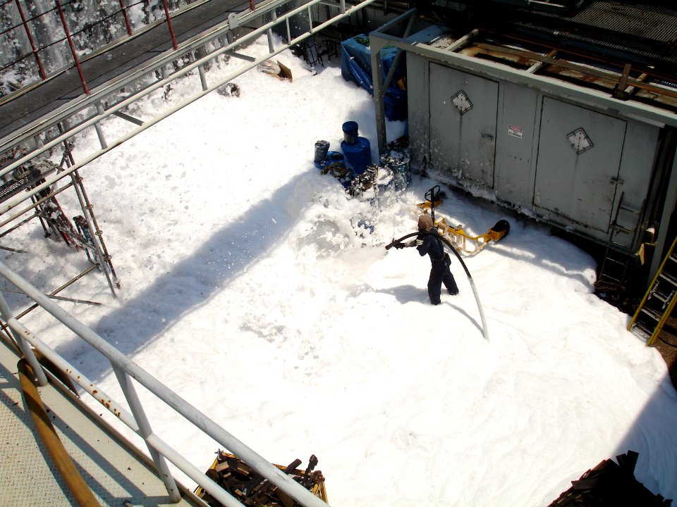 High Expansion foam in well deck of USS Shadwell (LSD-15) 2008