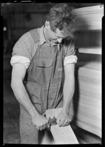 High Point, North Carolina - Upholstering. Tomlinson Chair Manufacturing Co. Case fitting - making the cases become a... - NARA - 518492