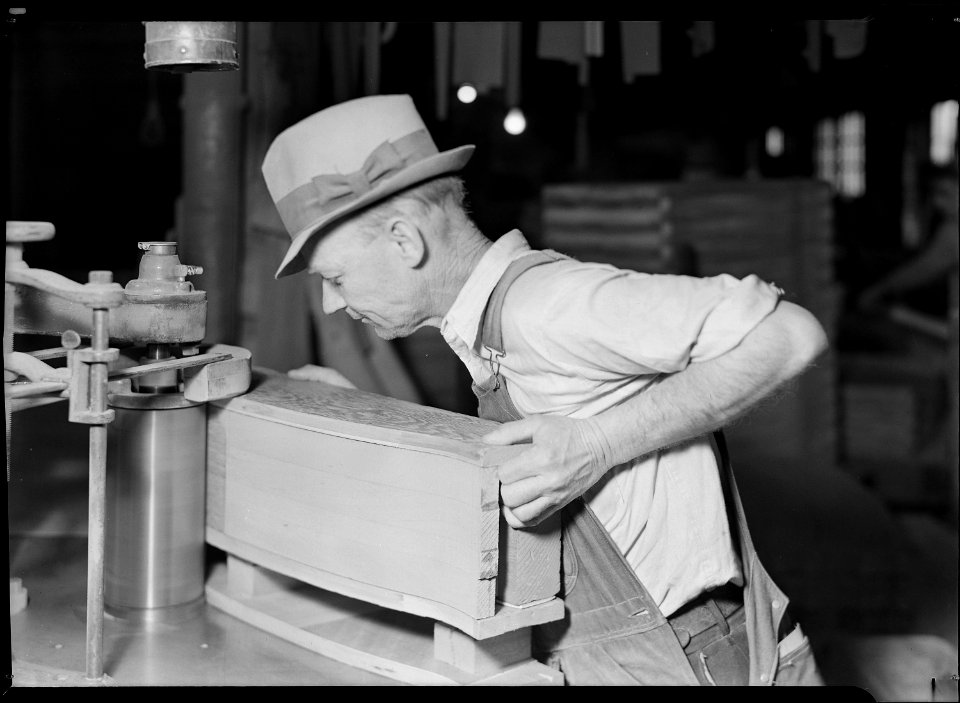 High Point, North Carolina - Upholstering. Tomlinson Chair Manufacturing Co. Shaper - draw fronts - shaping (machine... - NARA - 518501