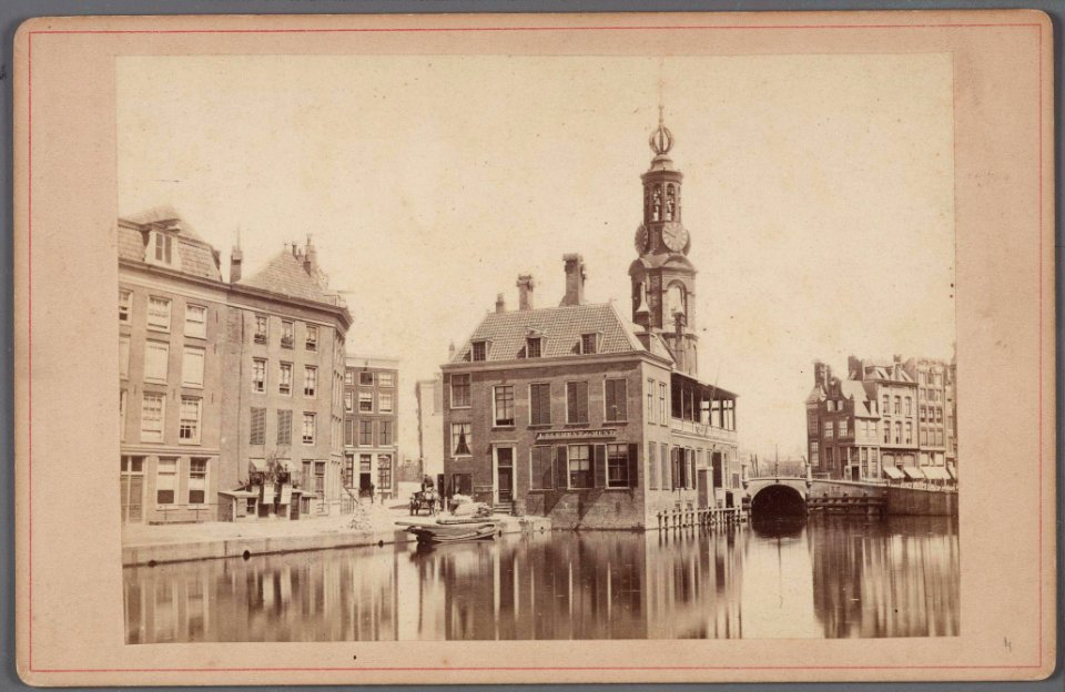 Het Singel gezien naar de Munttoren en het in 1884 gesloopte Muntgebouw