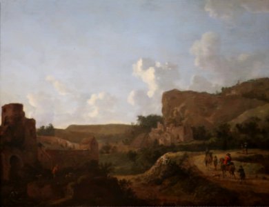 Travelers in a Hilly Landscape by Jan van der Heyden, Schorr Collection