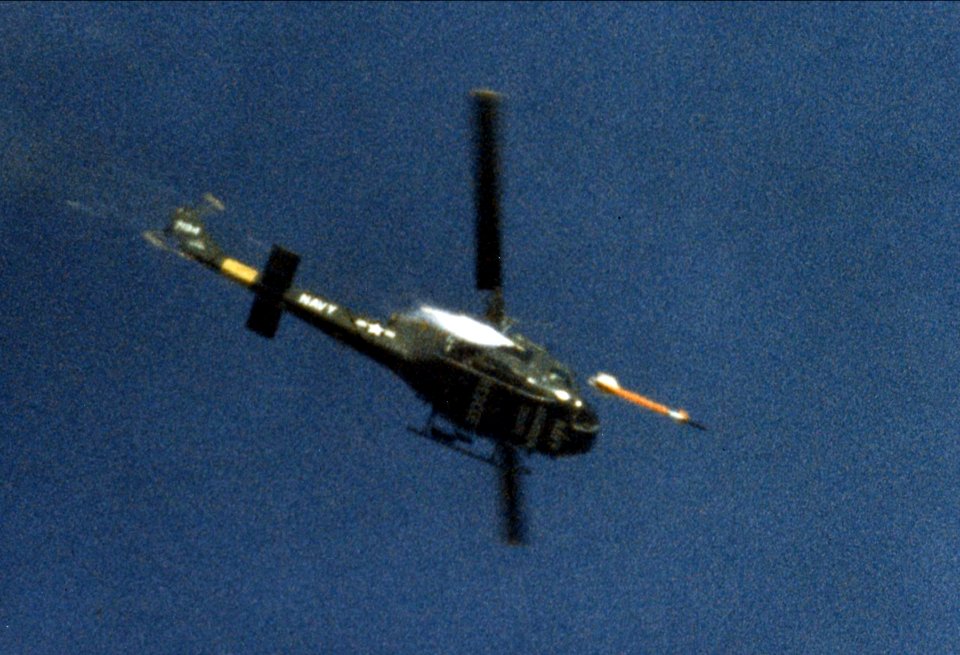 HH-1K firing Sidewinder at China Lake 1971