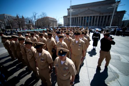 Hief petty officers attend a celebration of the 122nd birthday of the chief petty officer rank. (16815413767)