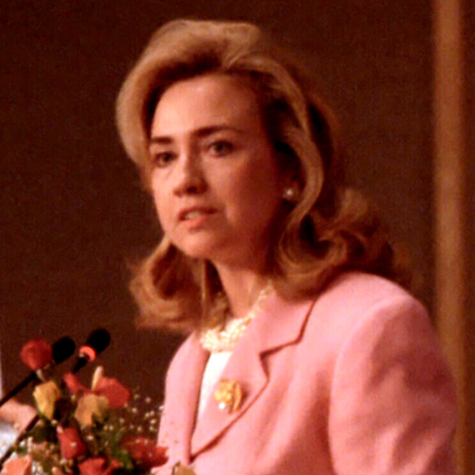 Hillary Clinton at the United Nations Conference on Women in Beijing, China (cropped)