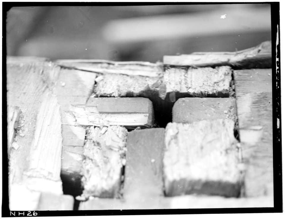 Historic American Buildings Survey L. C. Durette, Photographer REAR HALL POST CUT OFF ON 3rd. FLOOR LINE DURING ALTERATIONS - Captain Barnes House, 218 Islington Street, HABS NH,8-PORT,124-29