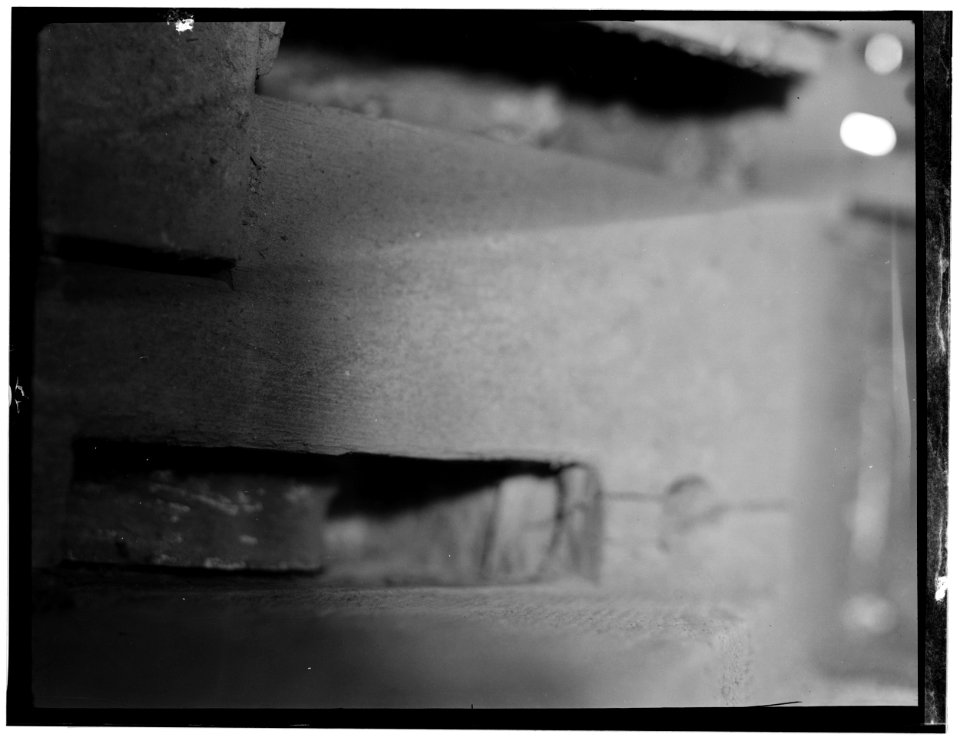 Historic American Buildings Survey L. C. Durette, Photographer September 1936 PULLEY IN LOWER CHORD -3 FOR PORTCULLIS - Gilman Garrison, Water and Clifford Streets, Exeter, HABS NH,8-EX,2-30