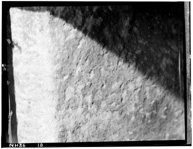 Historic American Buildings Survey L.C. Durette, Photographer DETAIL of STONE in KITCHEN FIREPLACE JAMB - Pioneer Cabin, Campton Station, Grafton County, NH HABS NH,5-CAMP.V,1-21