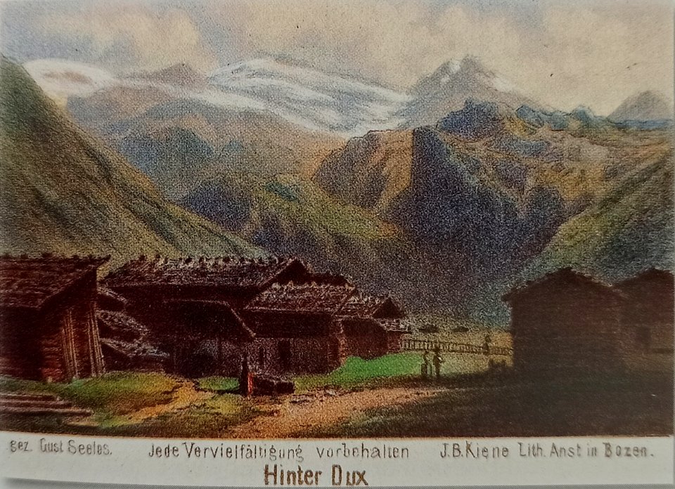 Hintertux Chromolithographie 1869 von Gust Seelos