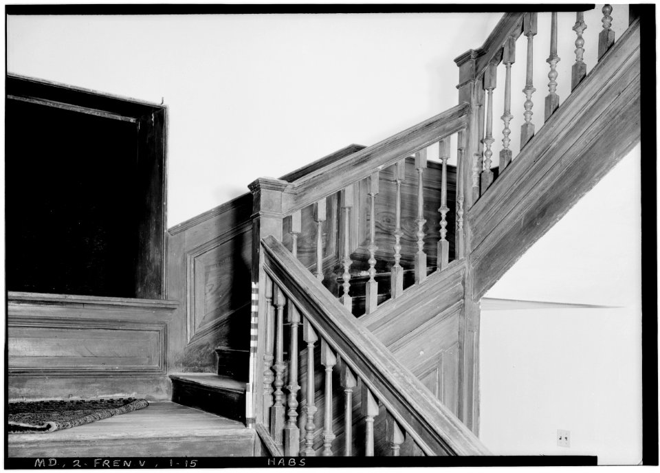 Historic American Buildings Survey John O. Brostrup, Photographer May 6, 1937 2-55 P.M. DETAIL OF STAIR. - Holly Hill, Southeast of Friendship off MD 631, Friendship, Anne HABS MD,2-FREN.V,1-15