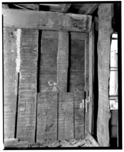 Historic American Buildings Survey L. C. Durette, Photographer ORIGINAL OPENING OF WEST WINDOW ON NORTH WEST WALL - Doe Garrison, Lamprey River and Great Bay, Newmarket, Rockingham HABS NH,8-NEWM,1-30